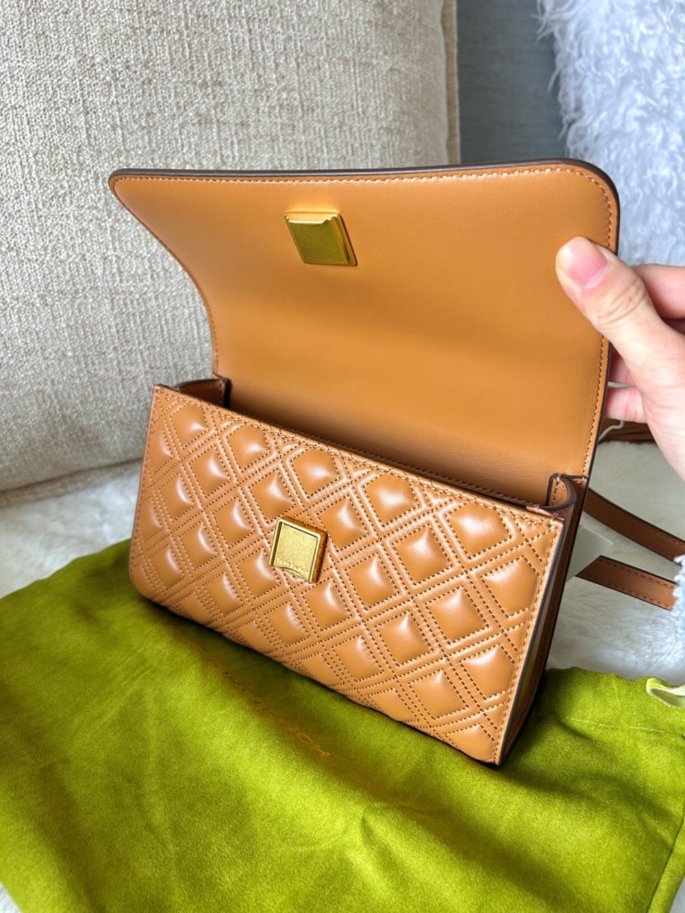 NWT🧡Tory Burch Small Fleming Shoulder Bag Convertible Chain Kobicha Brown 75576 - Picture 3 of 8